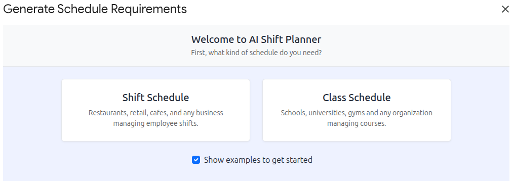 The AI Shift Planner Generate Schedule Wizzard